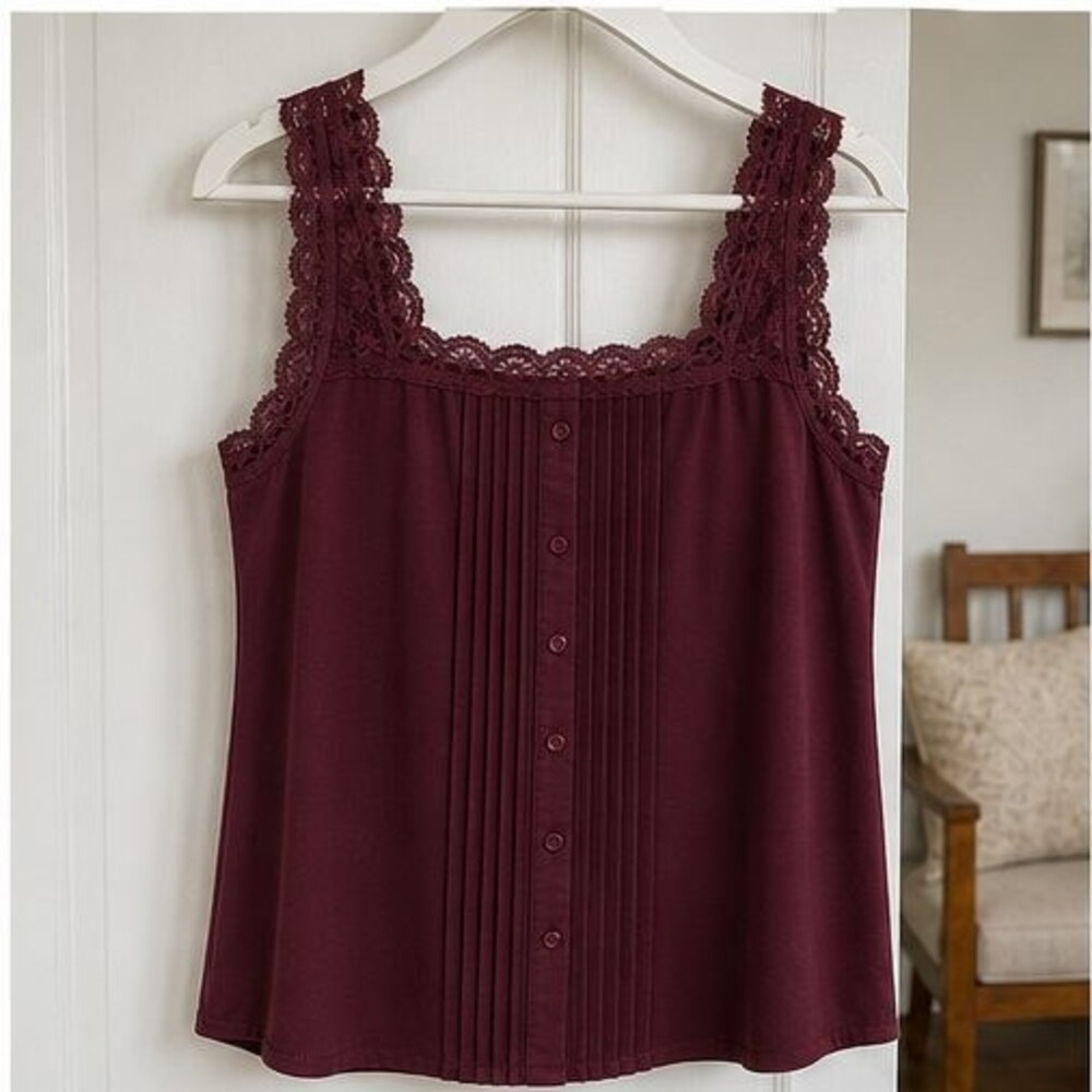 Mauve Lace Trim Top